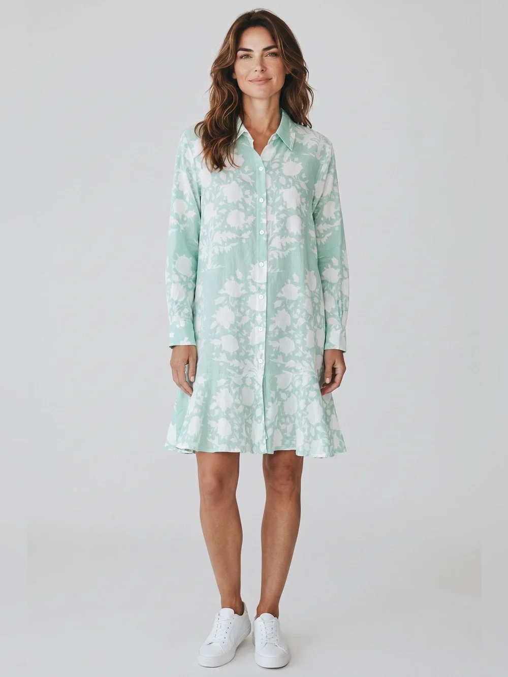 Livro Floral Cotton Dress // Mint Green // Large